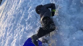 Sledging Fail Fun on the Mendips - Slow Motion - Face Plant