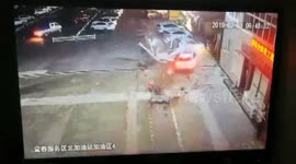 Car smashes through petrol pump after driver mistakes accelerator for brake