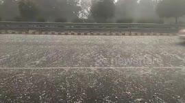 Dramatic footage of Delhi hailstorm
