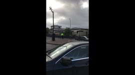 Police chase goat on main street roundabout.