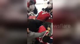 Full-on team brawl breaks out between Canadian ice hockey sides causing mass suspensions