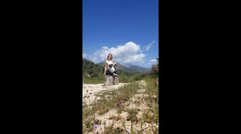 Enjoying the mountain views, I decided this was a pretty spot to practice a little yoga. That part was a great idea, trying it on a small bench was not. Watch me flip off of the bench so gracefully, that I pull the bench over as well.