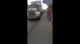 Humanitarian aid for Venezuela arriving at the Colombian border
