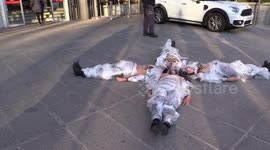 Topless Femen activists stage protest in front of Spain's equality ministry