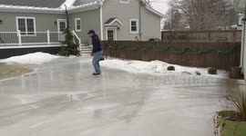 I'M ICE SKATING ON MY DRIVEWAY!!! MICHIGAN ICE STORM