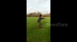 Gone with the wind: Kite drags man across a field