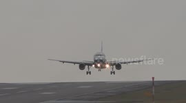 Bumpy landing! Storm Erik hits Leeds Bradford Airport forcing BA plane to abort landing