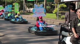 Mario and friends out and about in go-karts