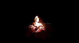 Relaxing Fireplace Midnight Noiseless Campfire in Kuakata Sea Beach Enjoying Fire Camp by The Beach