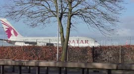 QATAR  Airways Airbus A380, Departing from London Heathrow Airport RW27L
