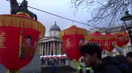 Chinese New Year 2019 celebrations in London - a beautiful dance in Trafalgar Square