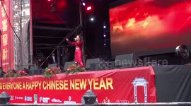 Chinese New Year 2019 in London - song and violin celebrate Spring Festival in Trafalgar Square