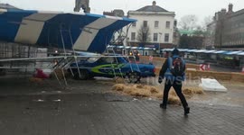 All the Top Gear, no idea! Freddie Flintoff smashes up market stall in UK town