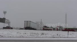 Jackknifed Semi on Highway 400 Toronto