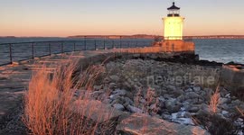 Windy Winter Sunset in Portland, Maine
