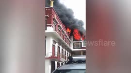Fire break out in Dhakpo Shedrupling, Tibetan Buddhist  Monastery at Kias nearly 10 kilometers from Kullu.