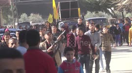 Massive crowds of people participating in the funeral of the martyr child Hassan Nofal, 17
