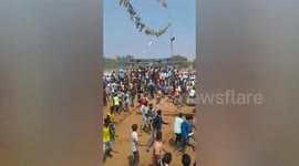 Bull ramps two in famous Bull fight in southern India.