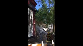 Firemen putting out fire