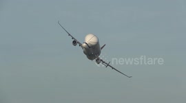 Airbus Beluga XL does wing wave over Chester