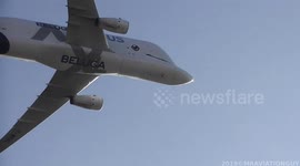 Spectacular Beluga XL Airbus performs low altitude fly over