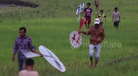 Traditional kite flying contest held in western Indonesia