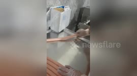 Vietnamese woman on a roll as she makes sausages incredibly fast