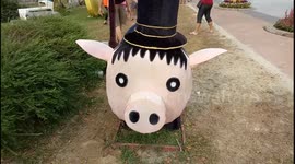 Year of Pig FGS Dong Zen Temple decorated with Pig Lantern Decorations