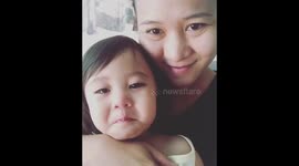 Baby girl gets emotional tears when listening to mum’s singing