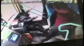 Alleged drunk man on bus get brutal kick from other passenger after provoking driver