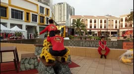 Lion Dance practising before real performance
