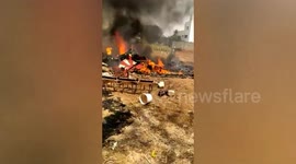 Aftermath of mid-air collision between two aircraft in India Air Force display