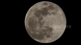 Close up of 2019's brightest supermoon, as seen from Switzerland