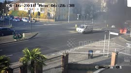Car bursts into flames after smashing into vehicle in front on busy London road