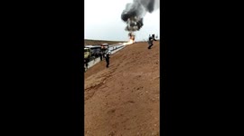 huge explosion of gas cylinders on the highway