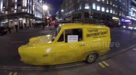 Still trading! The famous Reliant Robin car from 'Only Fools And Horses' gets wheeled out for new musical