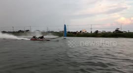 High-octane speedboat race ends in dramatic crash, injuring driver in Thailand