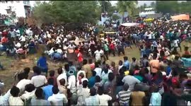 Terrifying scene as bull smashes through crowd at Indian cow festival
