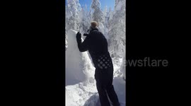 'I am alive!' Funny moment Canadian man gets stuck in 6.5 feet of snow