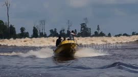 Bono waves phenomenon in Indonesia attracts crowds of keen surfers