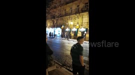 Moment Spanish riot police knock phone out of Celtic fan's hand