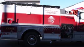 Fire Engine arriving at 5th Alarm Building Fire, Ashland, Pa