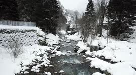 Drone footage captures snowy scene at Gressoney in Italy