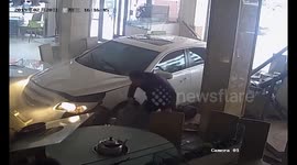 Nervous newbie driver smashes into restaurant in China’s Sichuan after mistakenly accelerating