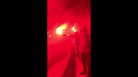 Zenit fans welcome team coach with SPECTACULAR flare show