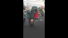 Motorcycle pillion passenger illusion
