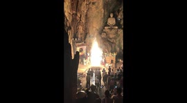 Fireworks Set Off Inside a Buddhist Temple in the Marble Mountains of DaNang Vietnam