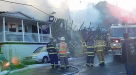 5th alarm row home fire Ashland, Pa cuts