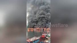 Terrible harbour fire destroys 15 fishing ships at dock in Indonesia