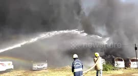 Fire guts more than 100 cars at Porur area in southern India.